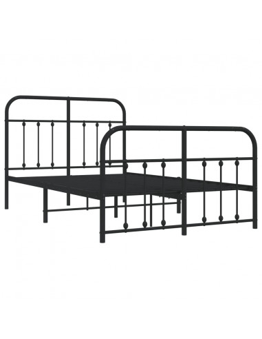 Giroletto con Testiera e Pediera Metallo Nero 120x200 cm