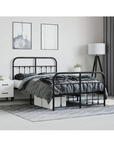 Giroletto con Testiera e Pediera Metallo Nero 120x200 cm