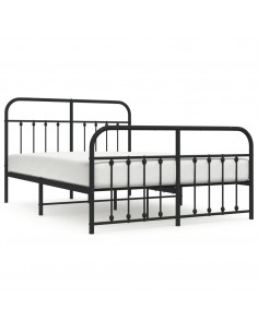 Giroletto con Testiera e Pediera Metallo Nero 135x190 cm 2