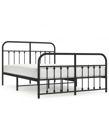 Giroletto con Testiera e Pediera Metallo Nero 135x190 cm