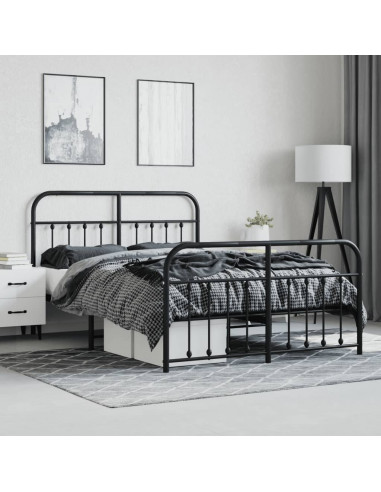 Giroletto con Testiera e Pediera Metallo Nero 135x190 cm