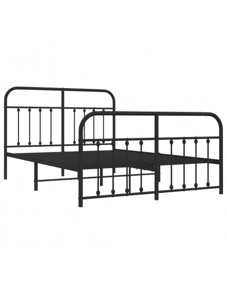 Giroletto con Testiera e Pediera Metallo Nero 140x190 cm