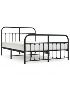 Giroletto con Testiera e Pediera Metallo Nero 140x200 cm 2