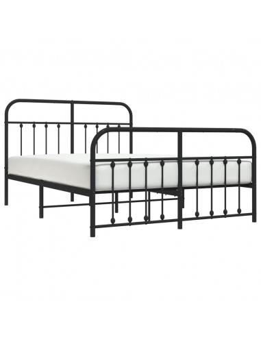 Giroletto con Testiera e Pediera Metallo Nero 140x200 cm
