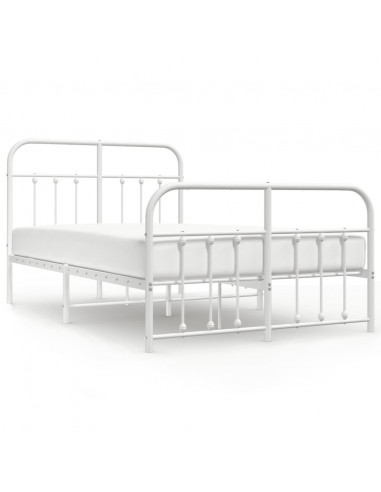 Giroletto con Testiera e Pediera Metallo Bianco 120x200 cm