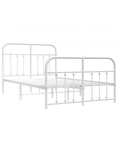 Giroletto con Testiera e Pediera Metallo Bianco 120x200 cm