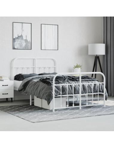 Giroletto con Testiera e Pediera Metallo Bianco 120x200 cm