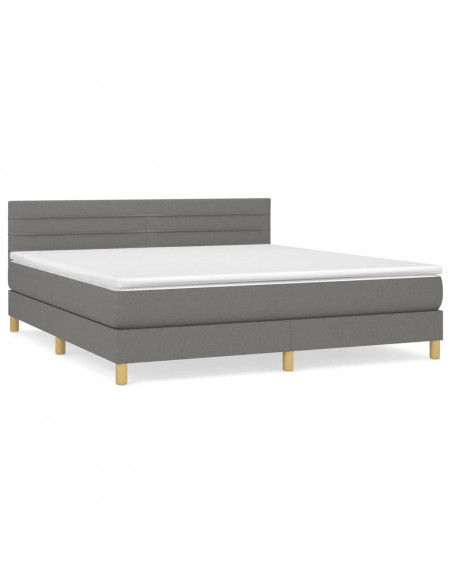Giroletto a Molle con Materasso Grigio Scuro 180x200 cm Tessuto