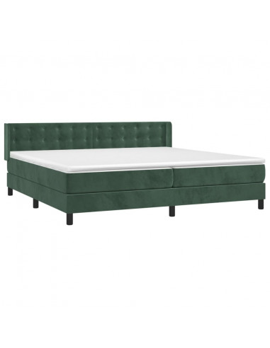 Giroletto a Molle con Materasso Verde Scuro 200x200 cm Velluto