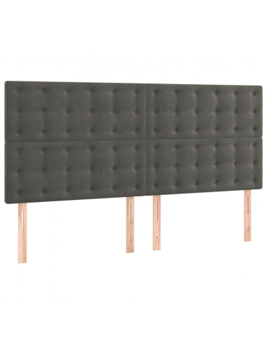 Giroletto a Molle con Materasso Grigio Scuro 160x200 cm Velluto