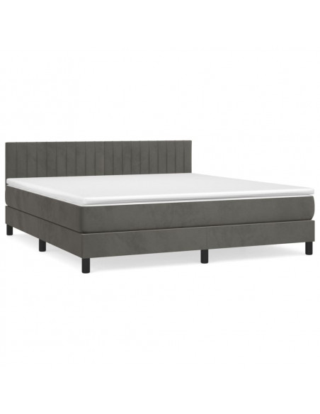 Giroletto a Molle con Materasso Grigio Scuro 160x200 cm Velluto