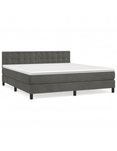 Giroletto a Molle con Materasso Grigio Scuro 160x200 cm Velluto 2