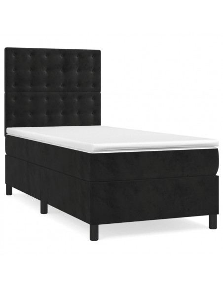 Giroletto a Molle con Materasso Nero 80x200 cm in Velluto