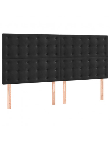 Giroletto con Testiera Nero 160x200 cm in Velluto