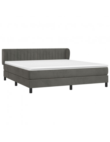 Giroletto a Molle con Materasso Grigio Scuro 160x200 cm Velluto