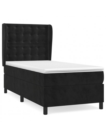 Giroletto a Molle con Materasso Nero 80x200 cm in Velluto