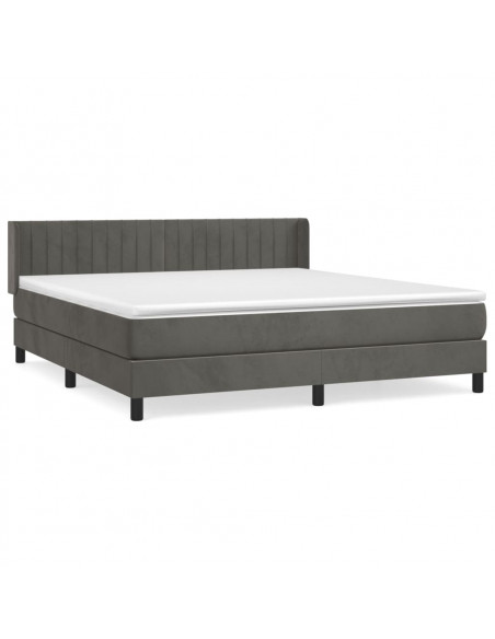 Giroletto a Molle con Materasso Grigio Scuro 160x200 cm Velluto