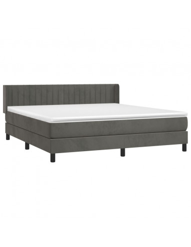 Giroletto a Molle con Materasso Grigio Scuro 160x200 cm Velluto