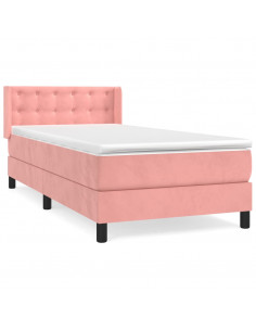 Giroletto a Molle con Materasso Rosa 90x200 cm in Velluto 2