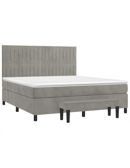 Giroletto a Molle con Materasso Grigio Chiaro 160x200cm Velluto