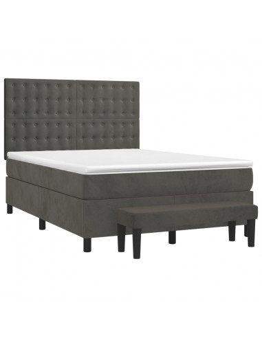 Giroletto a Molle con Materasso Grigio Scuro 140x190 cm Velluto