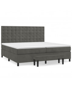 Giroletto a Molle con Materasso Grigio Scuro 200x200 cm Velluto 2