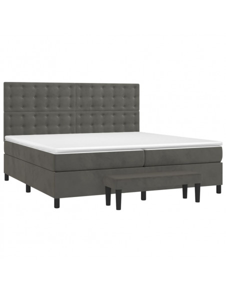 Giroletto a Molle con Materasso Grigio Scuro 200x200 cm Velluto