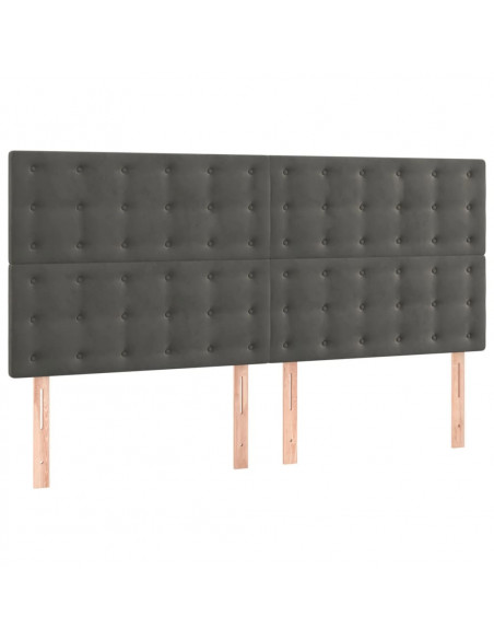 Giroletto a Molle con Materasso Grigio Scuro 200x200 cm Velluto
