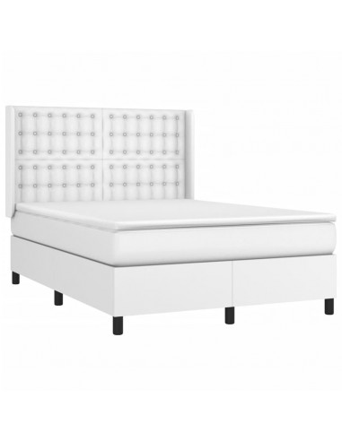 Giroletto Molle con Materasso e LED Bianco 140x200cm Similpelle