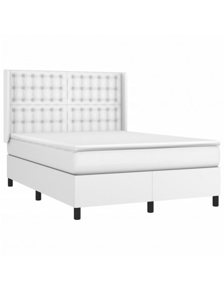 Giroletto Molle con Materasso e LED Bianco 140x200cm Similpelle