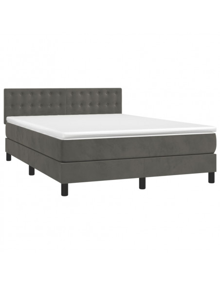 Giroletto a Molle con Materasso Grigio Scuro 140x190 cm Velluto