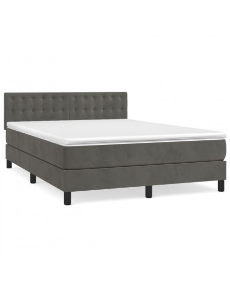 Giroletto a Molle con Materasso Grigio Scuro 140x200 cm Velluto