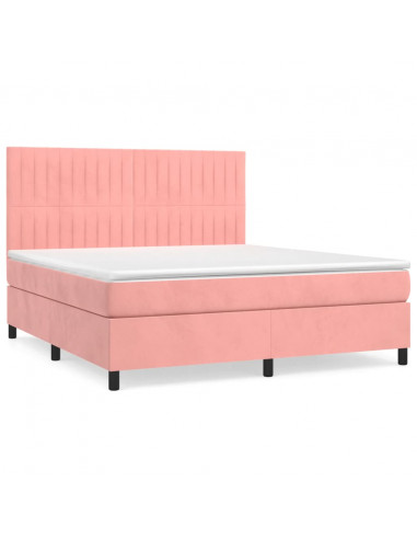 Giroletto a Molle con Materasso Rosa 180x200 cm in Velluto