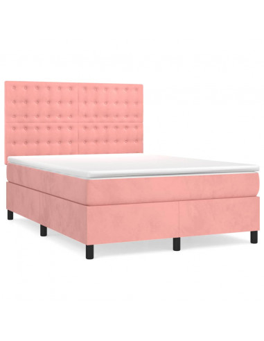 Giroletto a Molle con Materasso Rosa 140x200 cm in Velluto