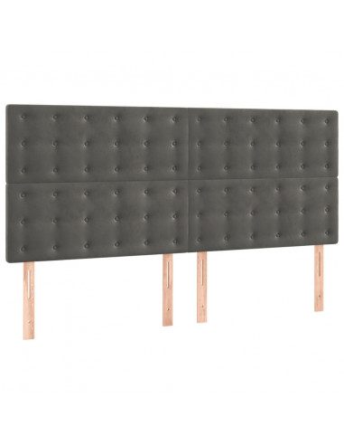 Giroletto con Testiera Grigio Scuro 140x190 cm in Velluto