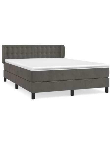 Giroletto a Molle con Materasso Grigio Scuro 140x190 cm Velluto