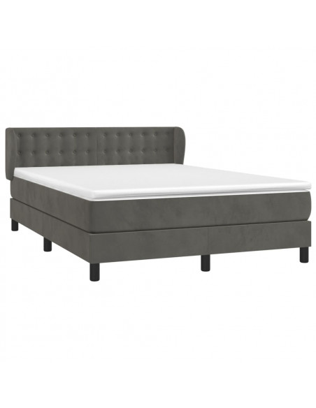 Giroletto a Molle con Materasso Grigio Scuro 140x190 cm Velluto