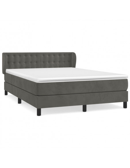 Giroletto a Molle con Materasso Grigio Scuro 140x200 cm Velluto