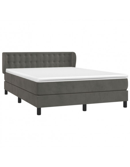 Giroletto a Molle con Materasso Grigio Scuro 140x200 cm Velluto