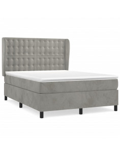 Giroletto a Molle con Materasso Grigio Chiaro 140x190cm Velluto 2