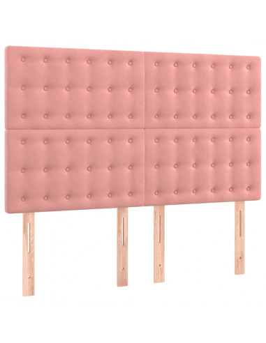 Giroletto a Molle con Materasso Rosa 140x190 cm in Velluto