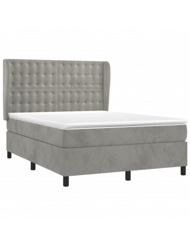 Giroletto a Molle con Materasso Grigio Chiaro 140x200cm Velluto