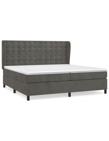 Giroletto a Molle con Materasso Grigio Scuro 200x200 cm Velluto