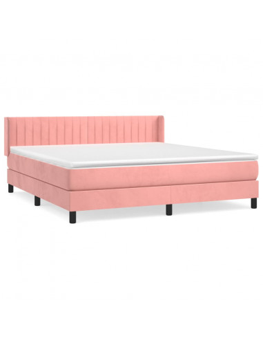 Giroletto a Molle con Materasso Rosa 180x200 cm in Velluto