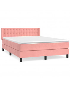 Giroletto a Molle con Materasso Rosa 140x190 cm in Velluto 2