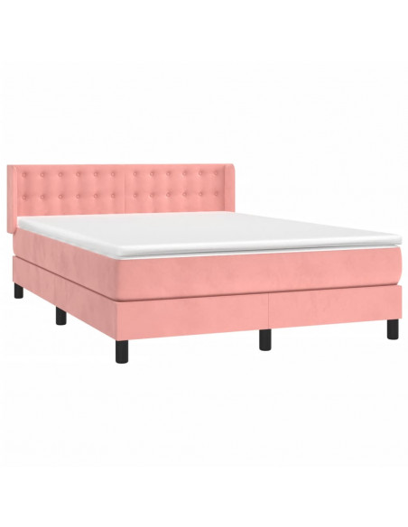 Giroletto a Molle con Materasso Rosa 140x200 cm in Velluto