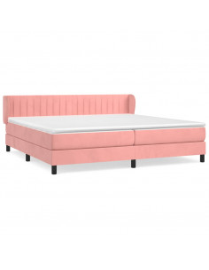 Giroletto a Molle con Materasso Rosa 200x200 cm in Velluto 2