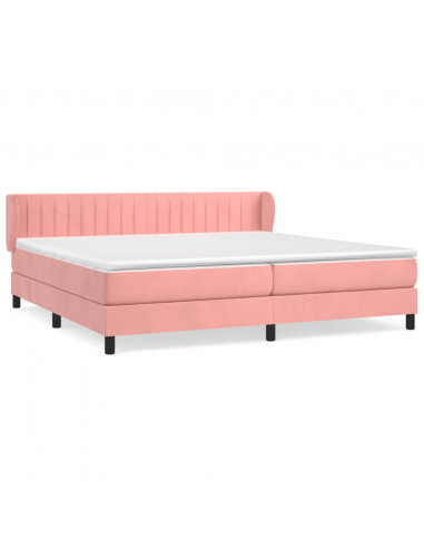 Giroletto a Molle con Materasso Rosa 200x200 cm in Velluto