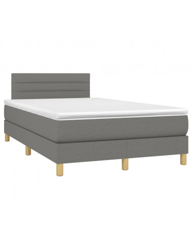 Letto a Molle Materasso e LED Grigio Scuro 120x200cm in Tessuto