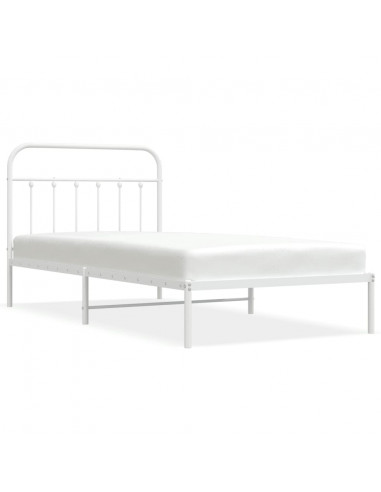 Giroletto con Testiera Metallo Bianco 100x200 cm